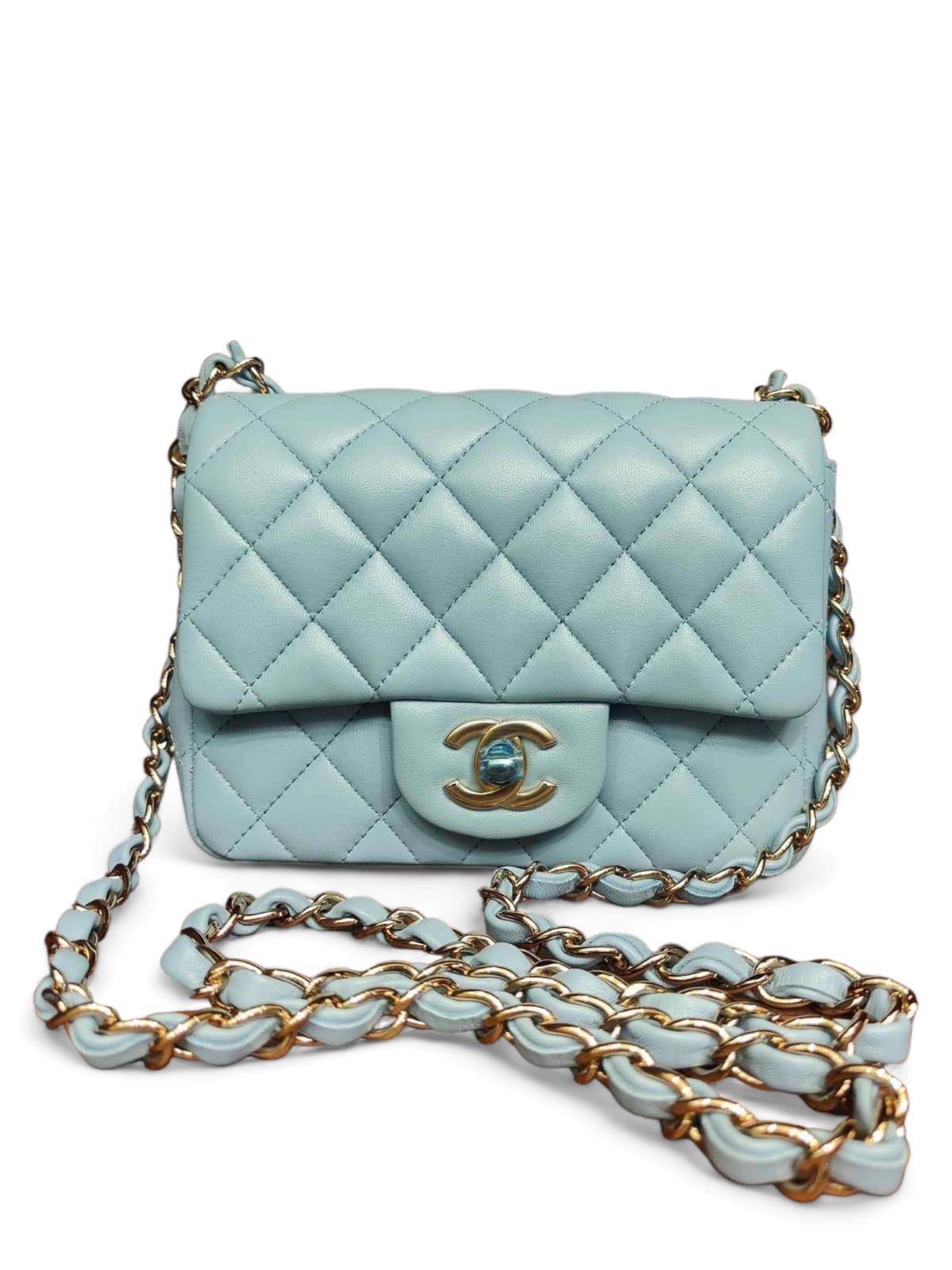 Chanel Square Mini Blue Lambskin LGHW