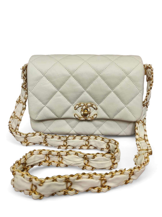 Chanel Chanel 19 Flap Bag White Calfskin AGHW