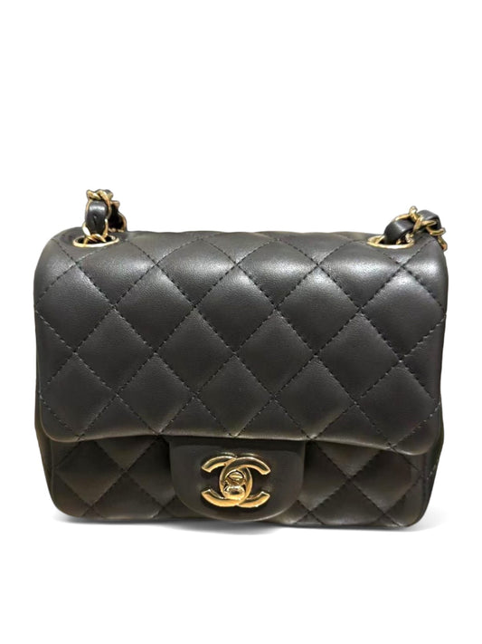 Chanel Mini Square Dark Grey Lambskin LGHW 24B