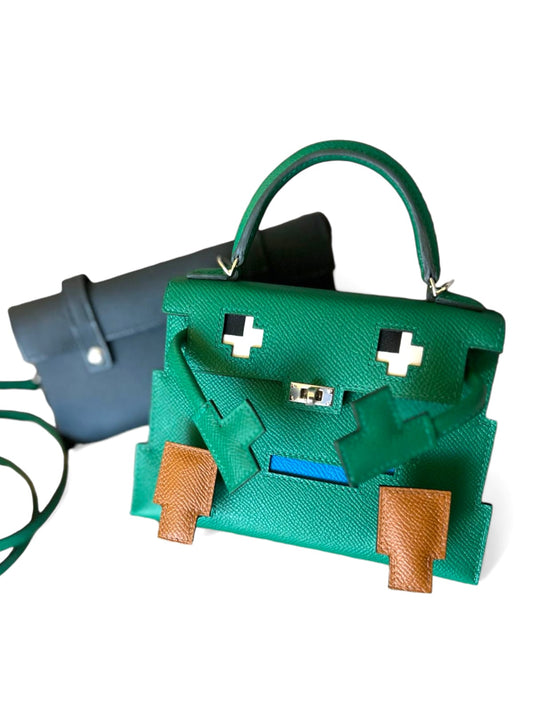 Hermes Kelly  Picto Vert Vertigo & Gris Misty Epsom PHW