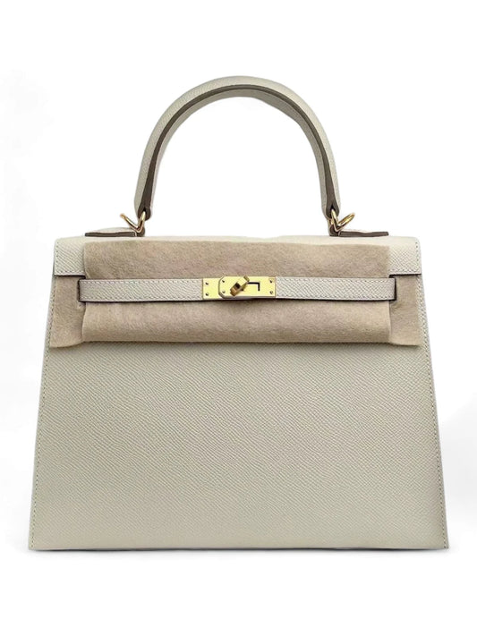 Hermes Kelly Sellier 25 Craie Epsom GHW