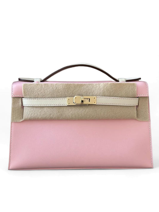 Hermes Kelly Pochette Sakura & Nata Swift Permabrass Hardware