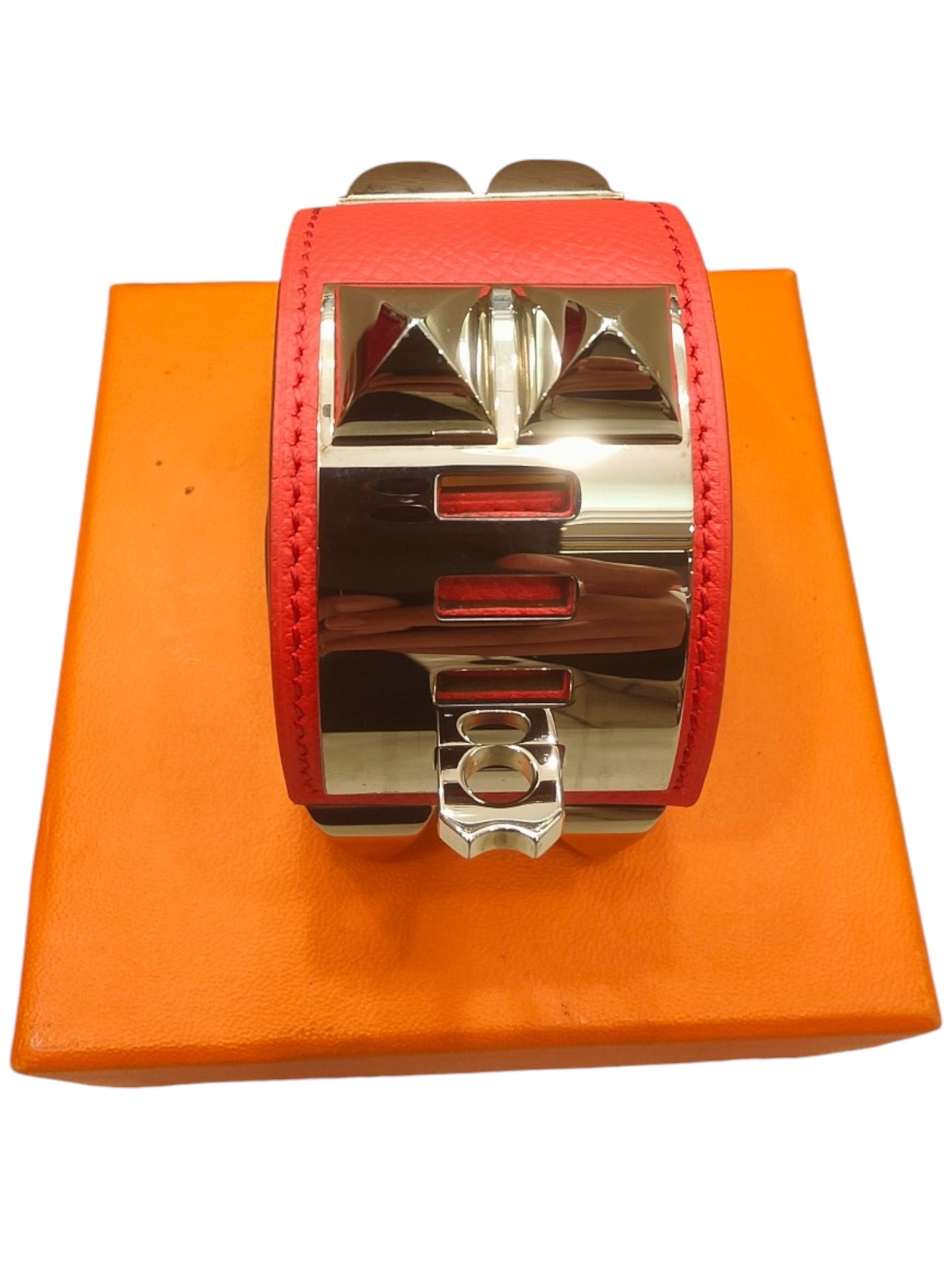 Hermes CDC Bracelet Red Epsom PHW