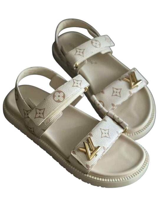 LV Sandal Sunset Flat Comfort White/ Beige