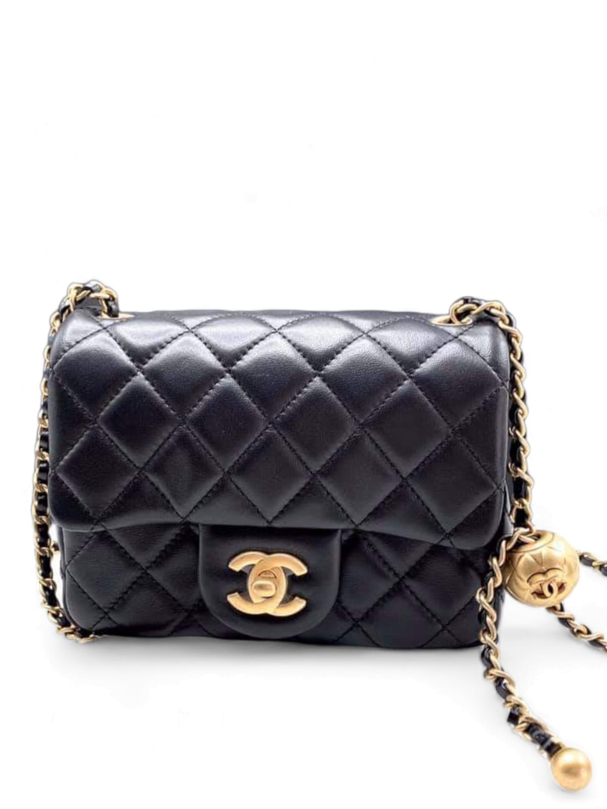 Chanel Mini Square Pearl Crush Black Lambskin AGHW