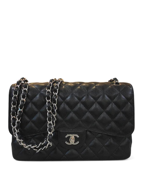 Chanel Classic Jumbo Black Caviar SHW