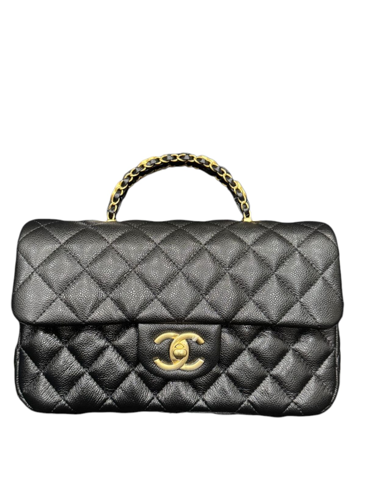 Chanel Top Handle Black Caviar AGHW 25B