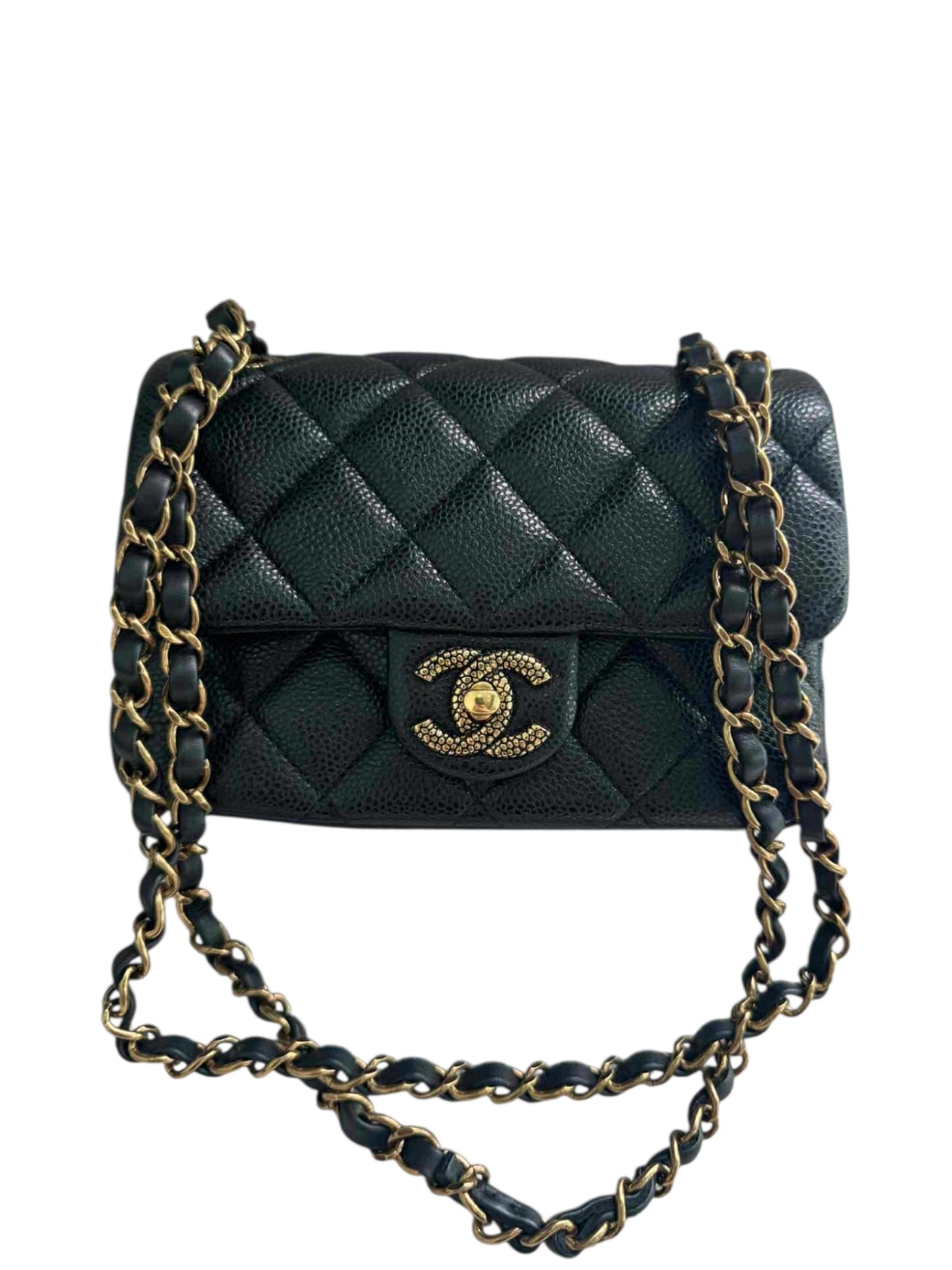 Chanel Mini Square Black Caviar GHW