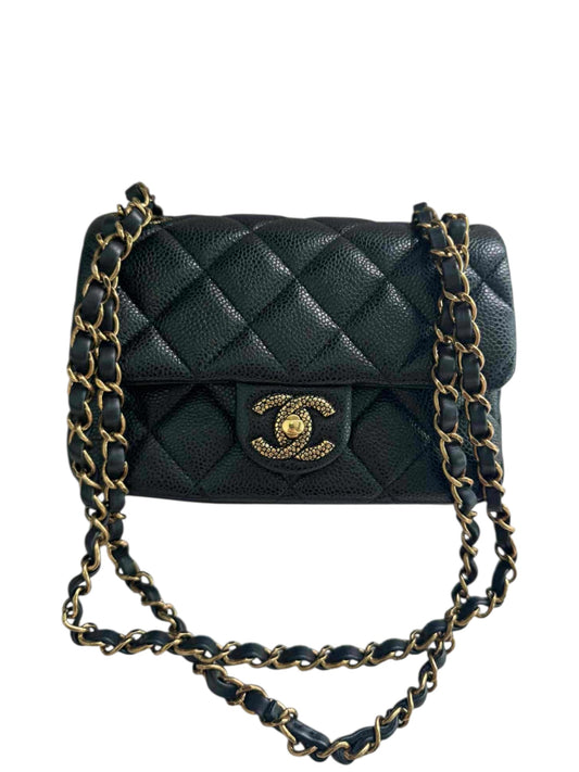 Chanel Mini Square Black Caviar GHW