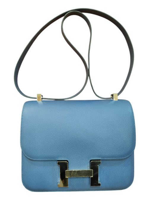Hermes Constance 24 Blue Agate & Gris Mouette Epsom PHW
