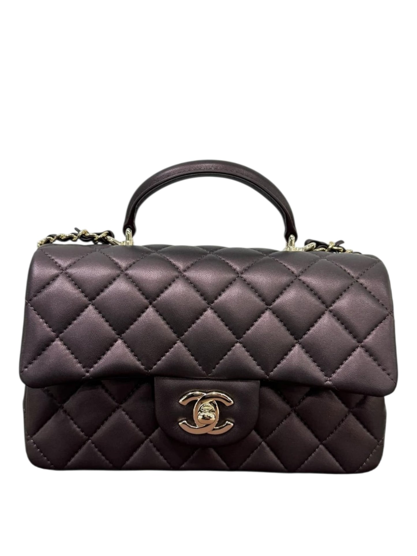 Chanel Mini Rectangular Handle Iridescent Burgundy LGHW