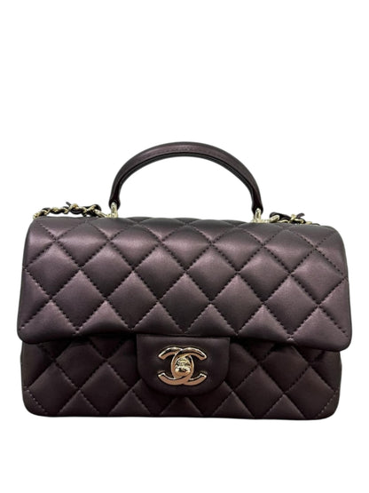 Chanel Mini Rectangular Handle Iridescent Burgundy LGHW