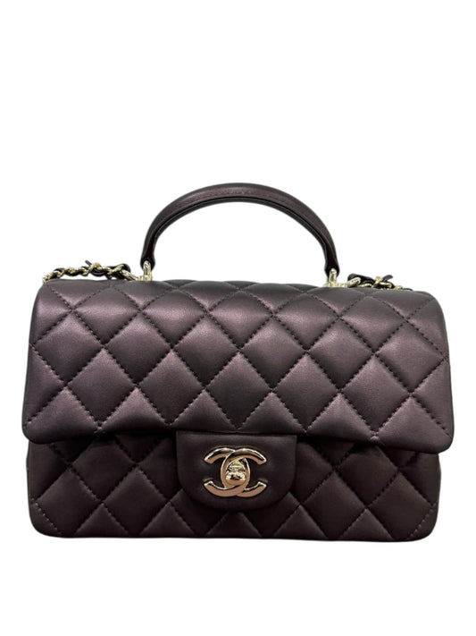Chanel Mini Rectangular Handle Iridescent Burgundy LGHW