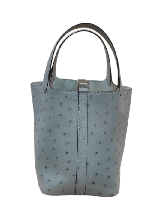 Hermes Picotin 18 Blue Glacier Ostrich PHW