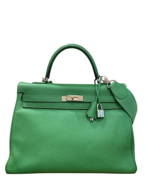 Hermes Kelly Retourne 35 Vert Bamboo Togo PHW