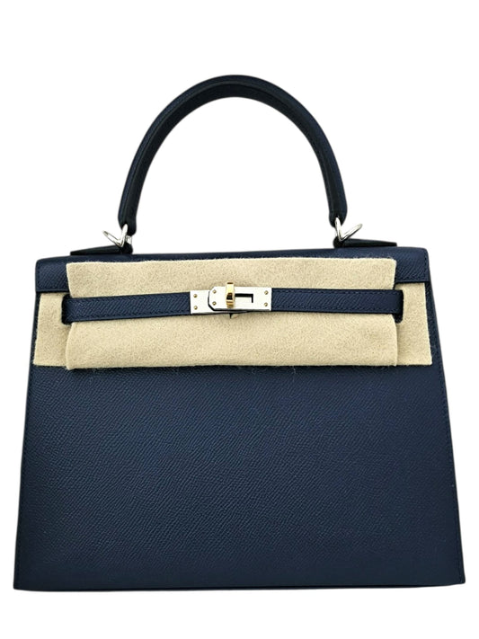 Hermes Kelly Sellier 25 Blue Navy Epsom Electrum Hardware