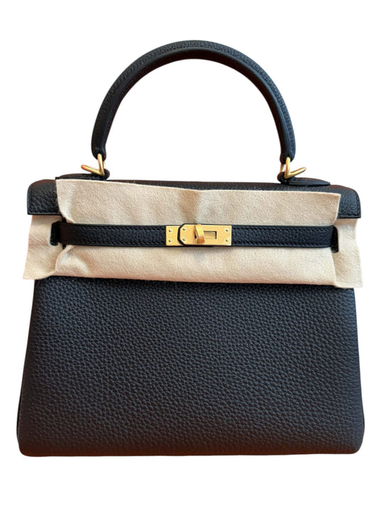 Hermes Kelly Retourne 25 Noir Togo Brushed GHW