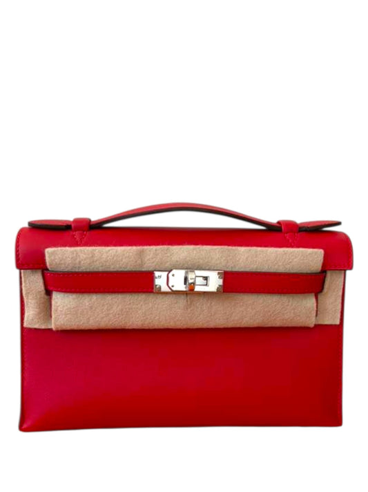 Hermes Kelly Pochette Rouge Radiux Swift PHW