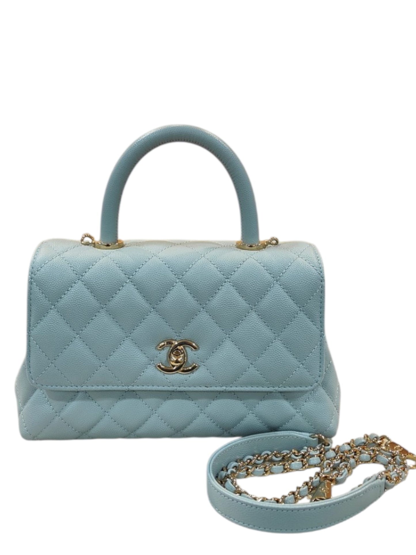 Chanel Coco Handle Small Light Blue Caviar LGHW