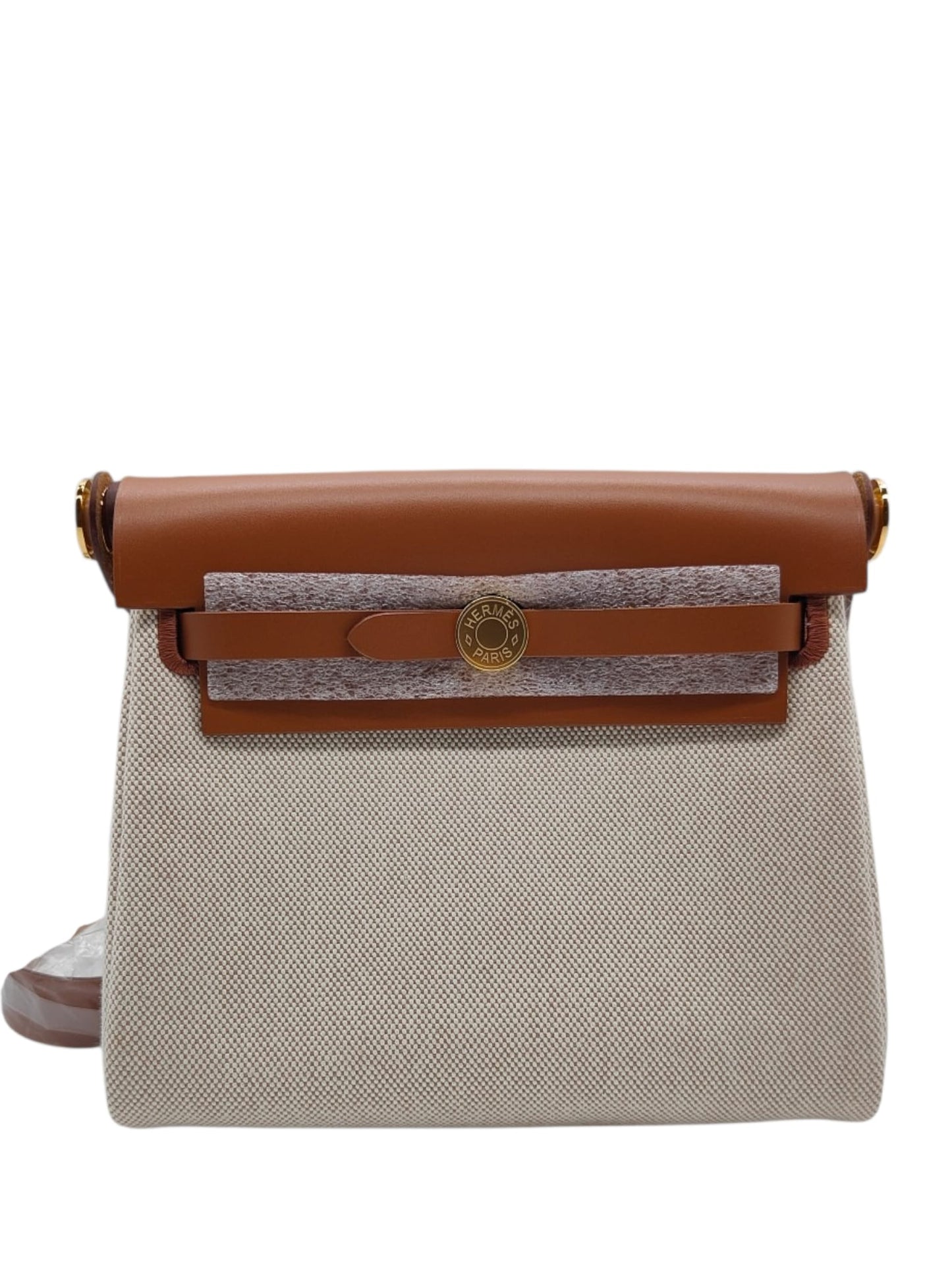 Hermes Herbag Mini ⁠Ecru Fauve Canvas GHW