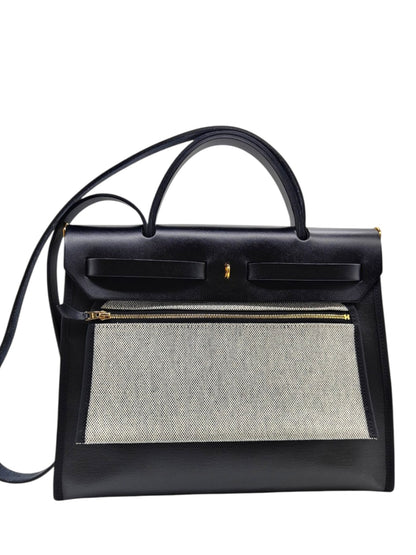 Hermes Herbag Erbag Zip 31 Noir Canvas GHW