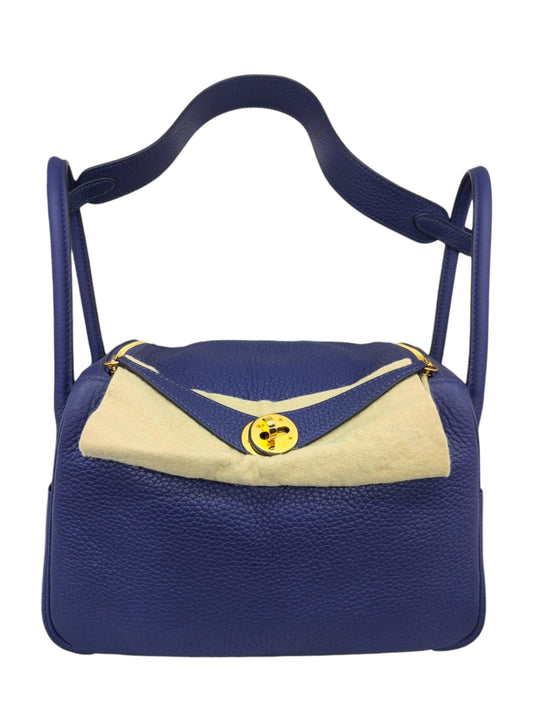 Hermes Lindy 26 Blue Encre Clemence GHW