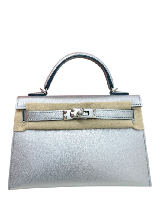 Hermes Kelly Sellier 20 Argent Chevre Chamkila PHW