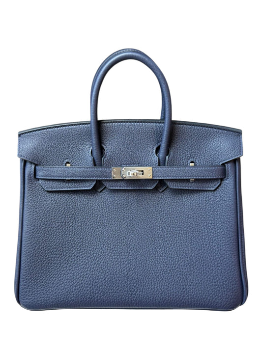 Hermes Birkin Retourne 25 Blue Nuit Togo PHW