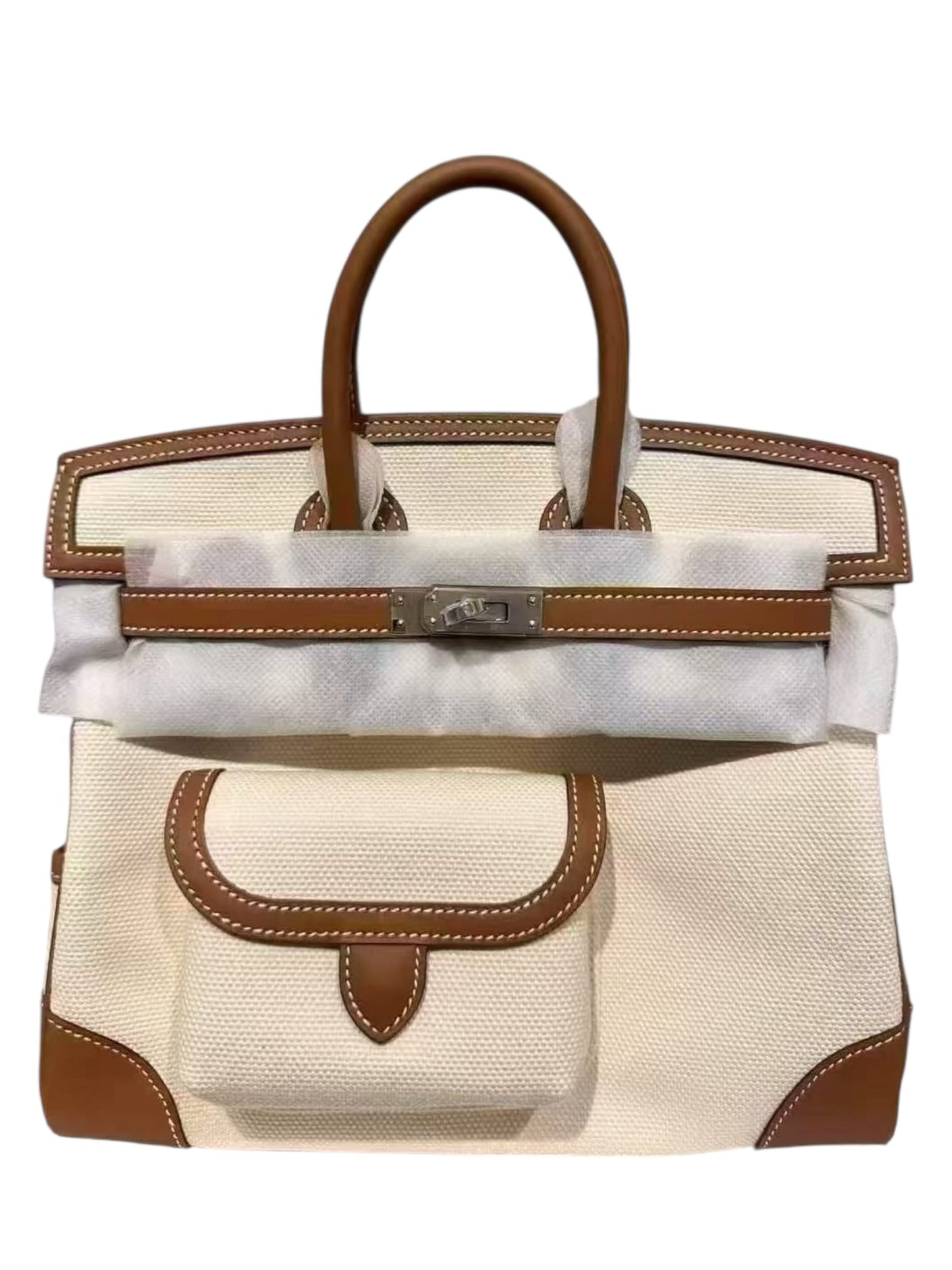Hermes Birkin Retourne 25 Cargo Gold Swift & Goeland Toile PHW