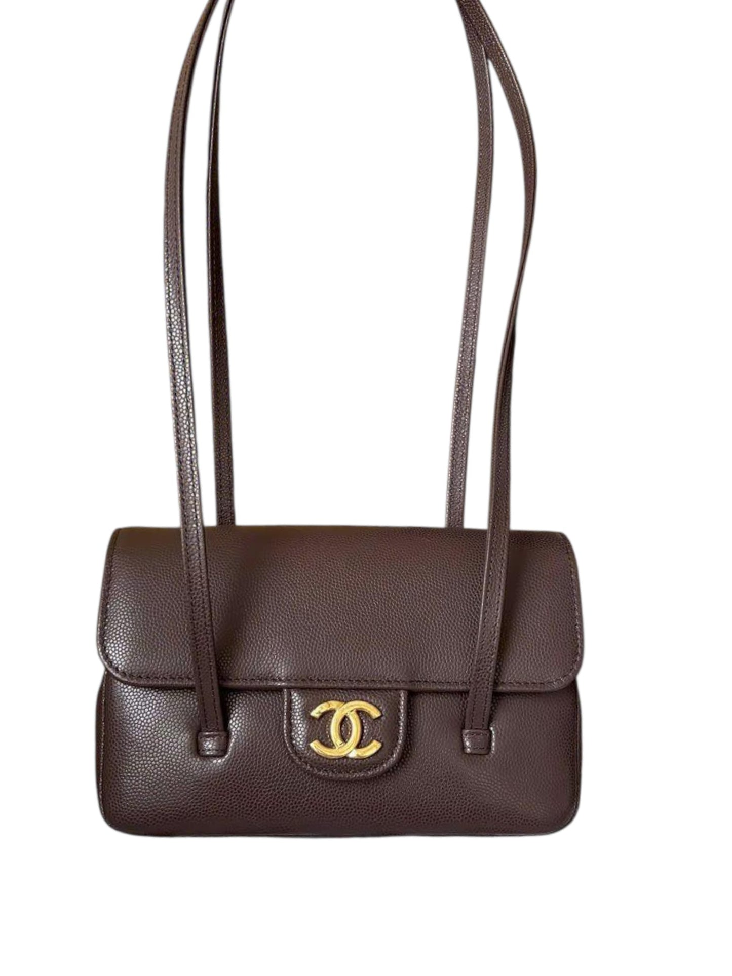 Chanel Preppy Coco Mini Dark Brown Caviar AGHW