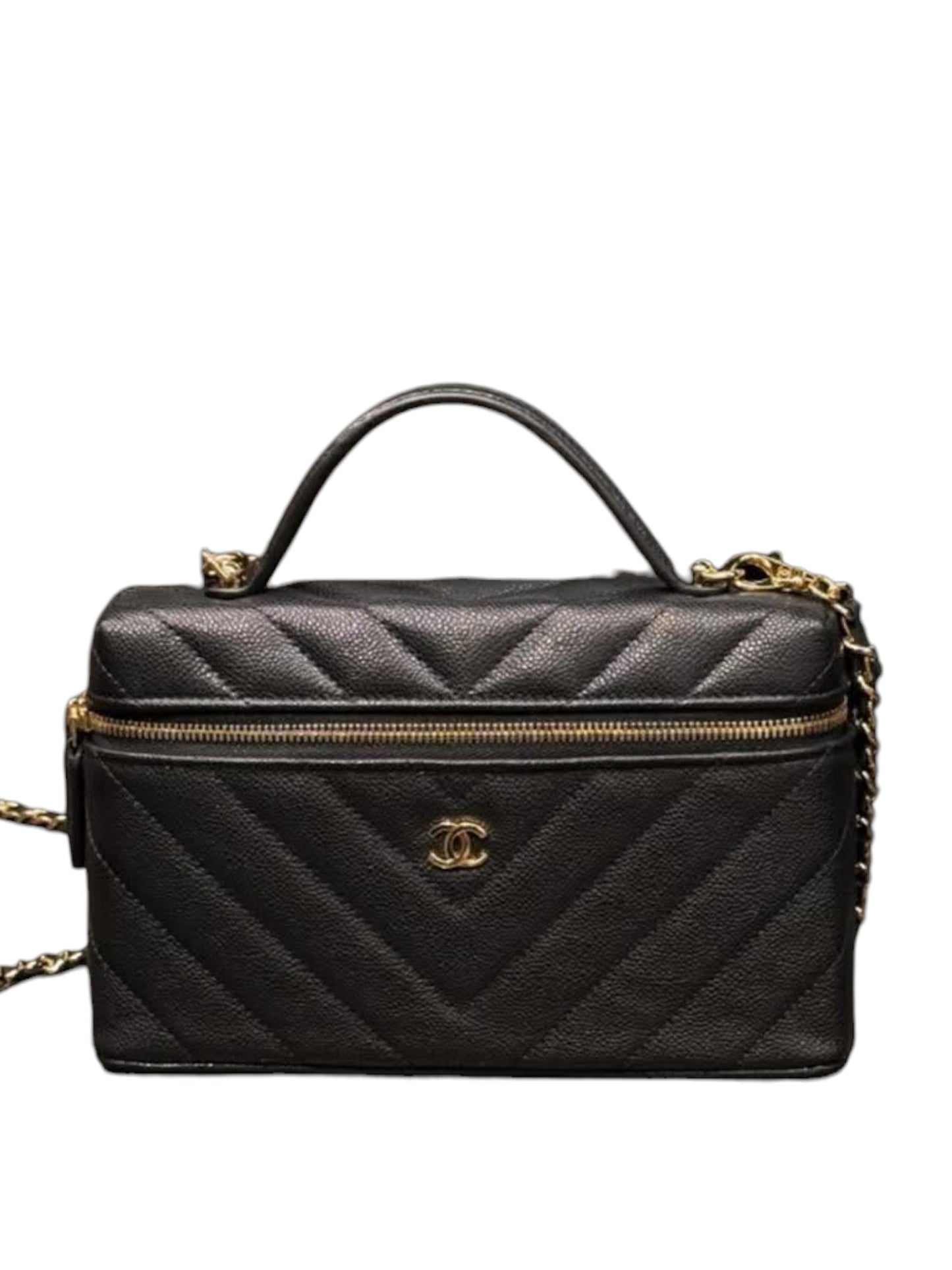 Chanel Vanity Handle Black Caviar LGHW 26S