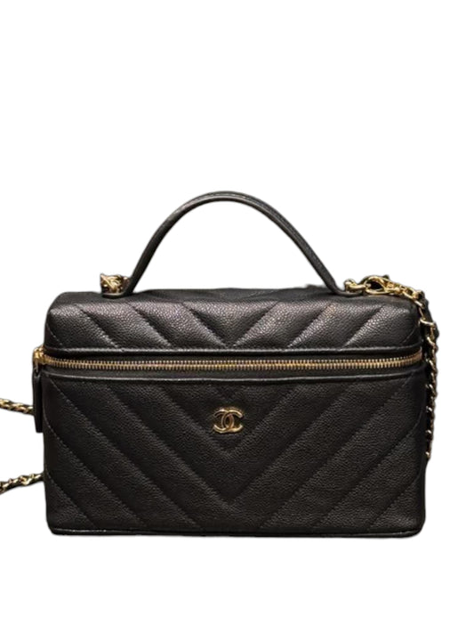 Chanel Vanity Handle Black Caviar LGHW 26S