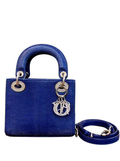 Lady Dior Mini Lizard Blue LGHW