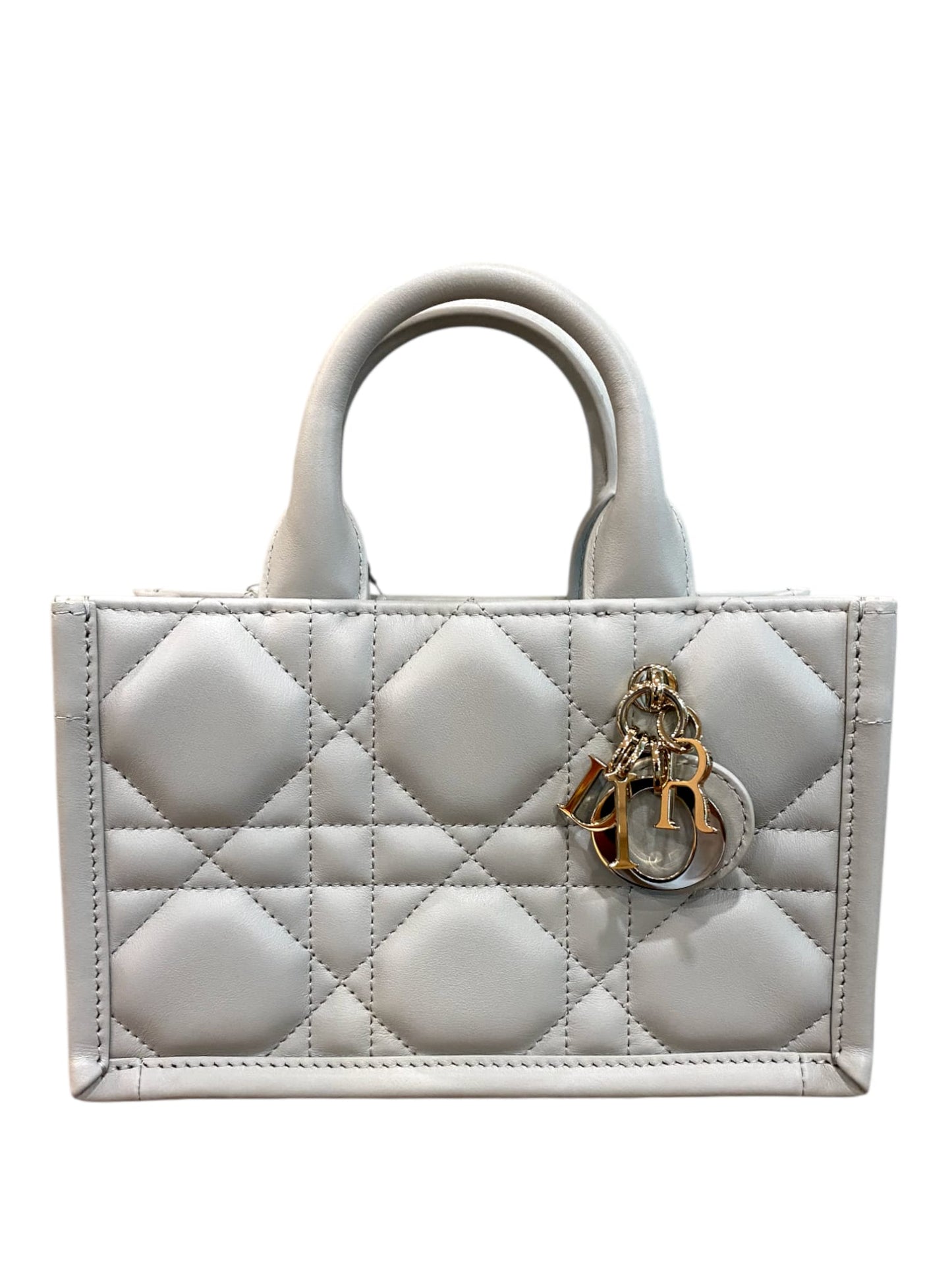 Dior Book Tote Mini Grey Macrocannage Calfskin LGHW