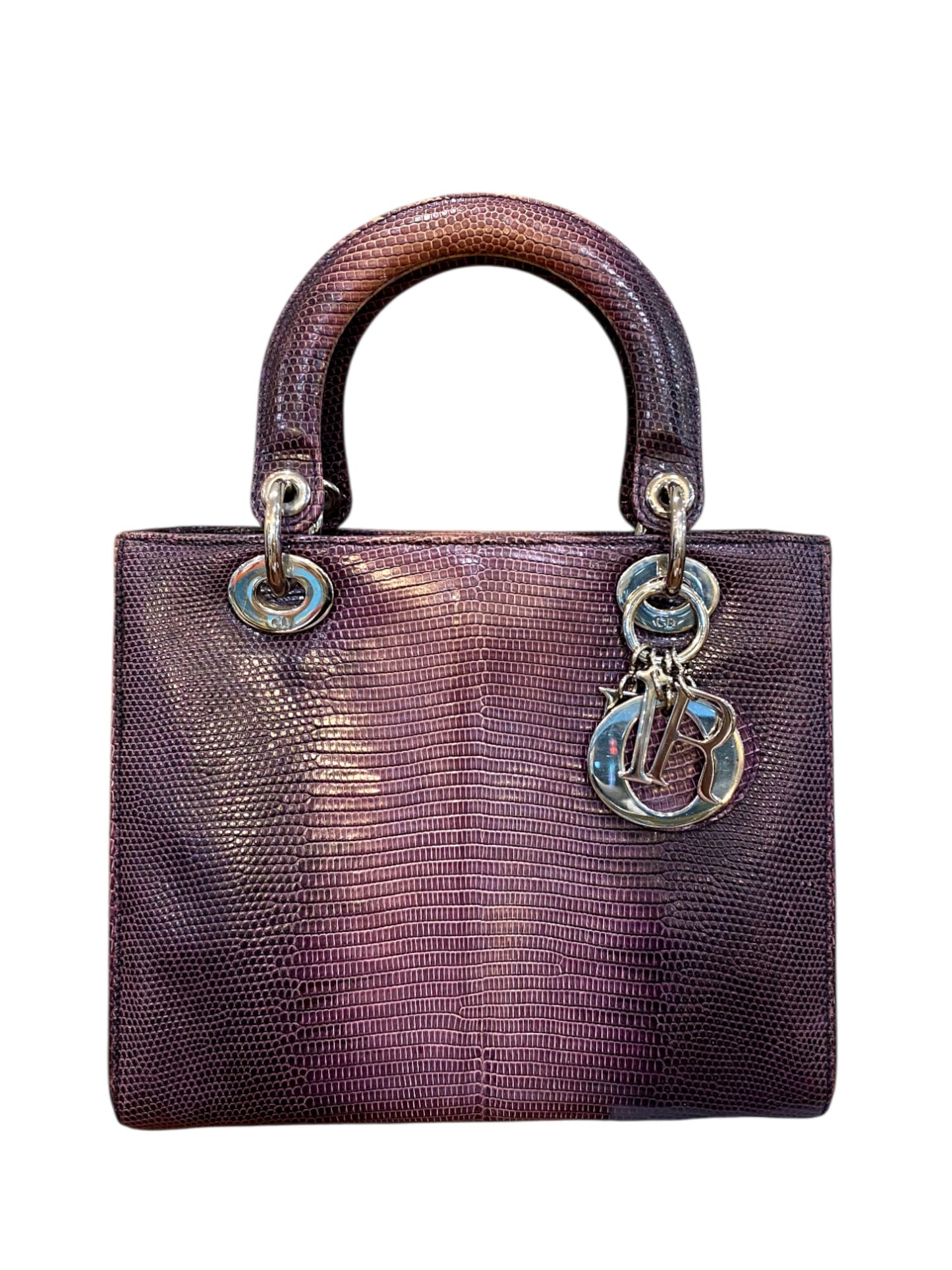 Lady Dior Medium Purple Lizard SHW