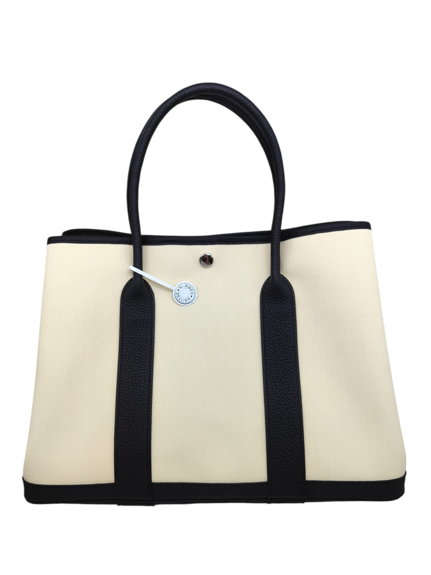 Hermes Garden Party 36 Vanille & Noir Canvas PHW