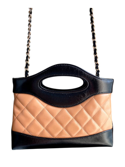 Chanel 31 Shopping Bag Nano Black & Caramel Calfskin LGHW