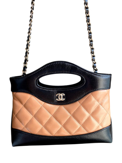 Chanel 31 Shopping Bag Nano Black & Caramel Calfskin LGHW