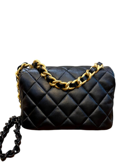 Chanel Small Flap Bag Black Lambskin AGHW