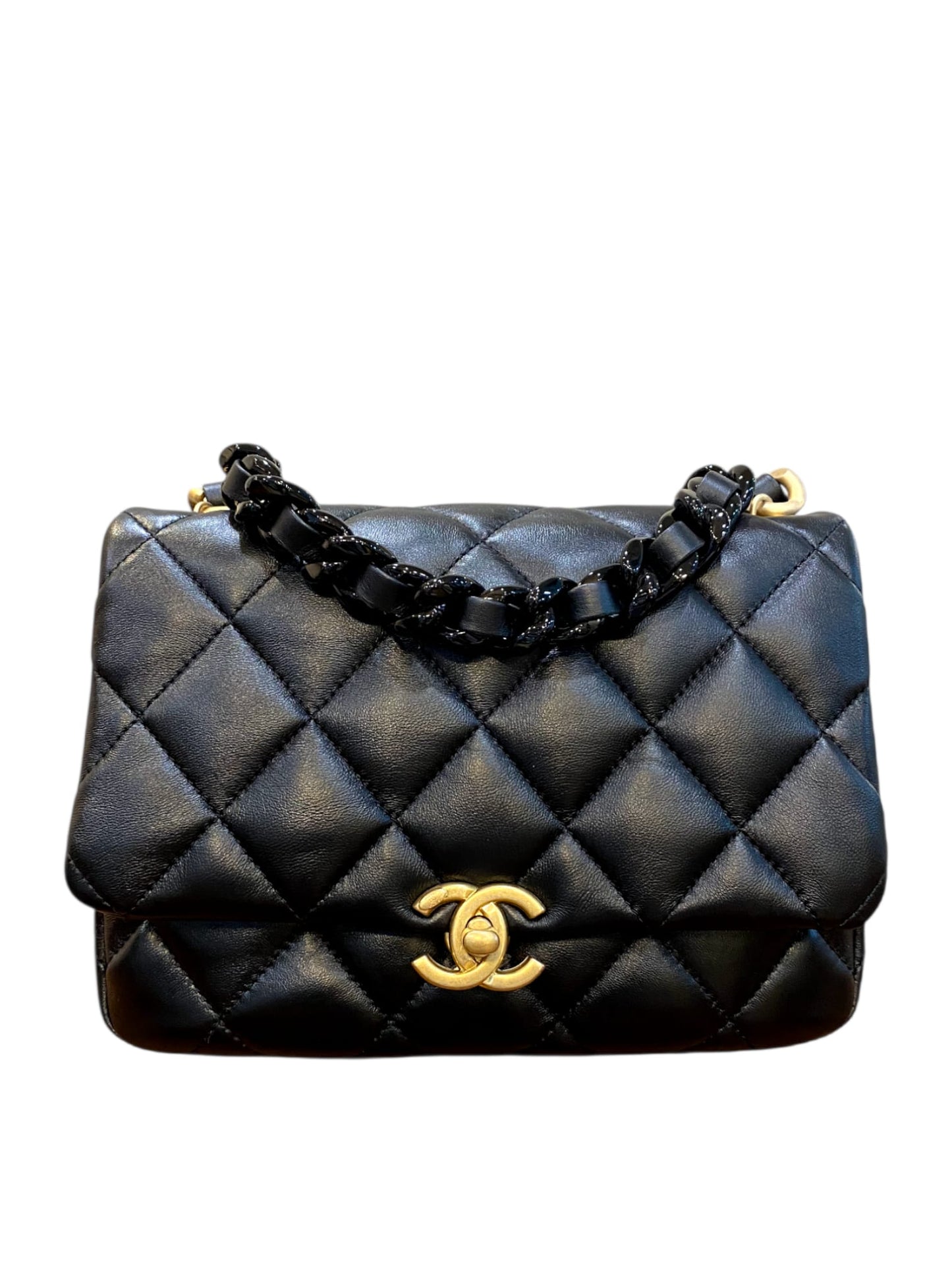 Chanel Small Flap Bag Black Lambskin AGHW