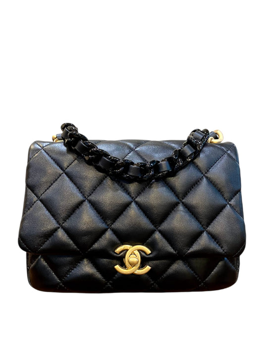 Chanel Small Flap Bag Black Lambskin AGHW