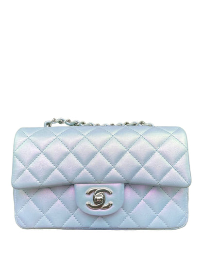 Chanel Mini Rectangular Iridescent Blue Calfskin SHW