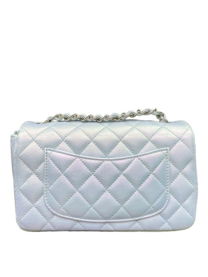 Chanel Mini Rectangular Iridescent Blue Calfskin SHW