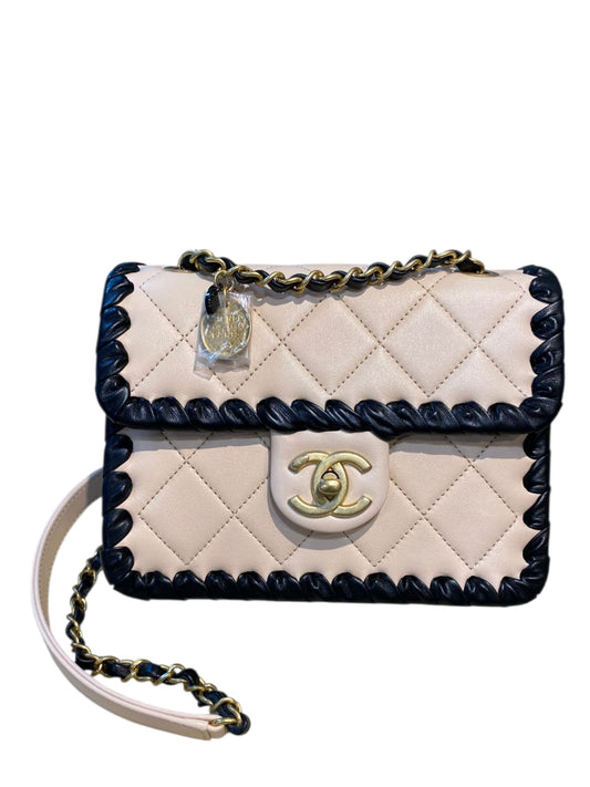 Chanel My Own Frame Flap Bag Lambskin Beige AGHW