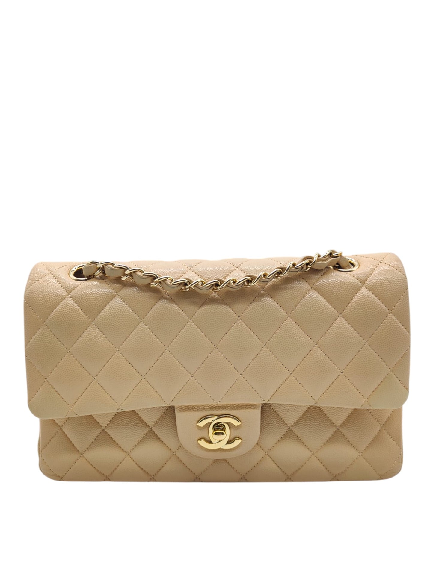 Chanel Classic Medium Beige Caviar GHW
