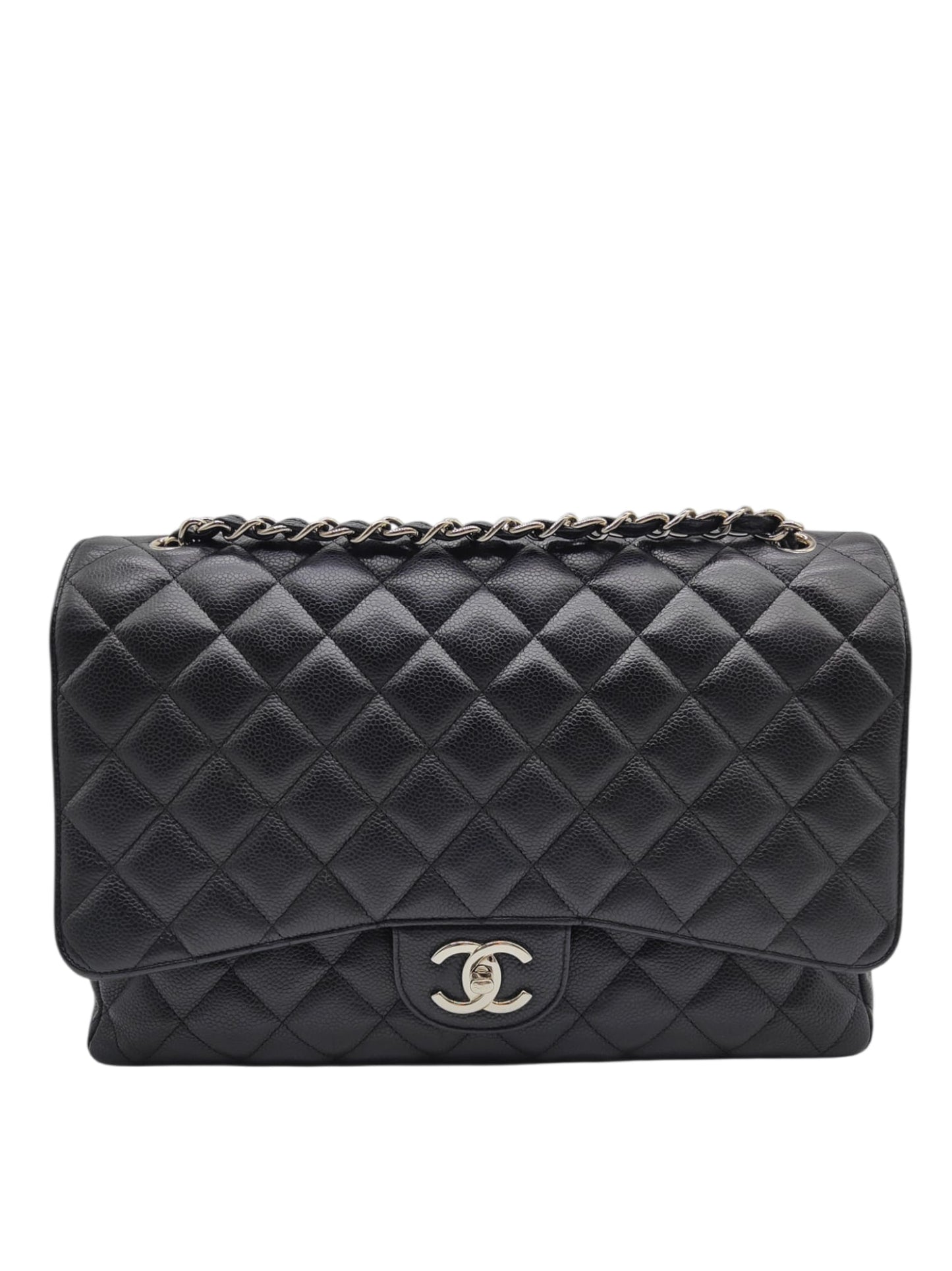 Chanel Classic Maxi Black Caviar SHW