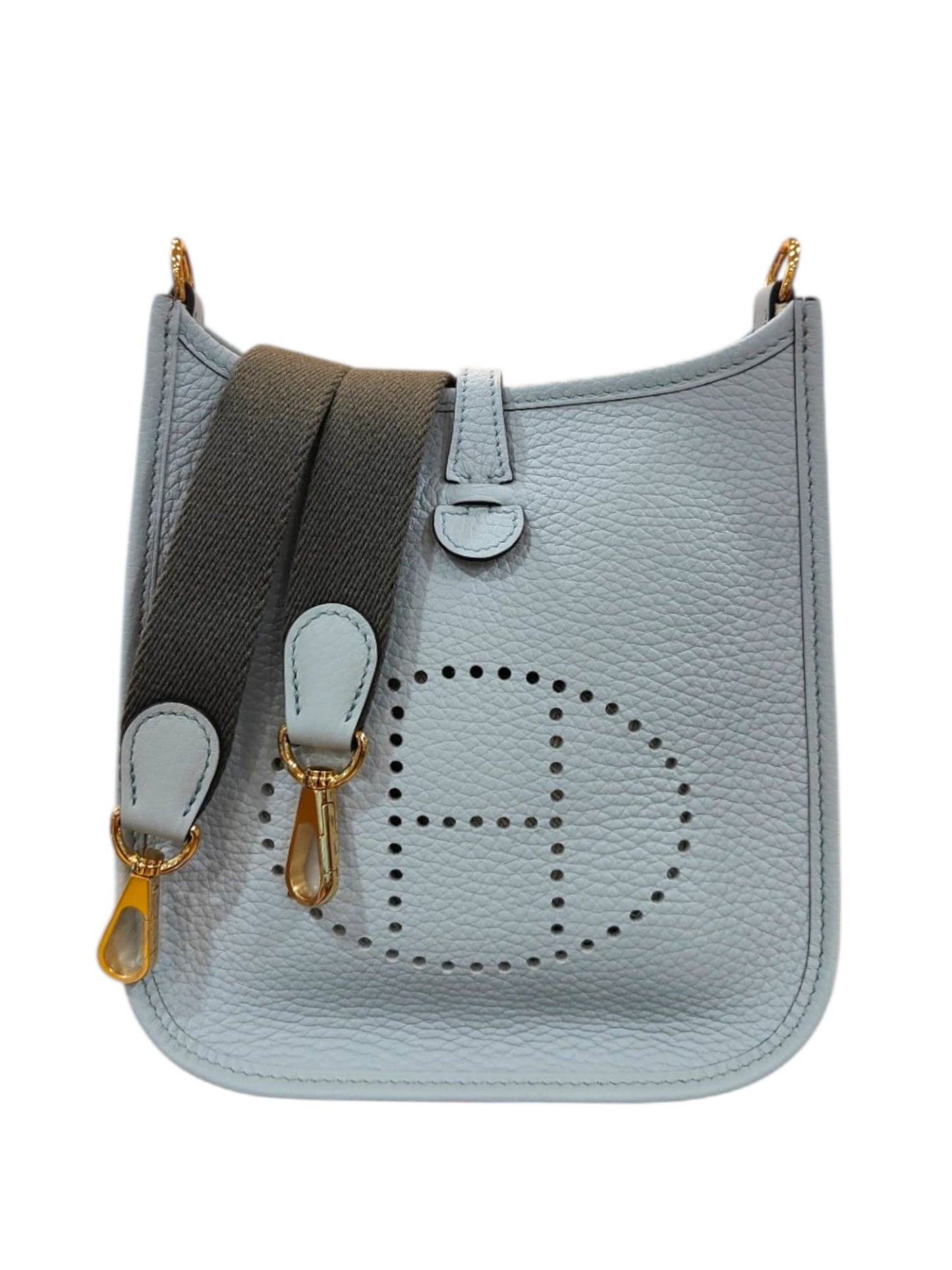 Hermes Evelyne Mini Blue Pale Clemence GHW