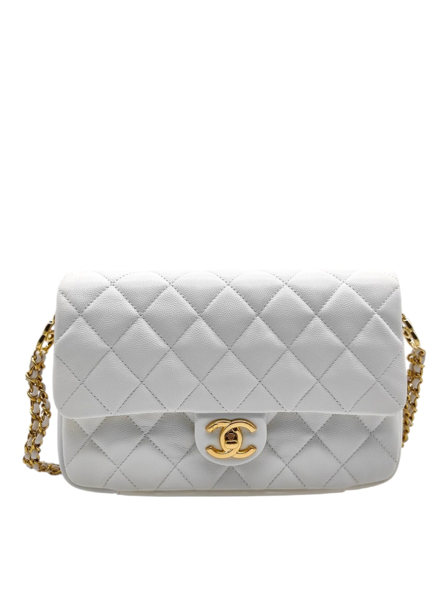 Chanel Flap Bag Small White Caviar GHW 23C