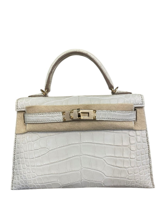 Hermes Kelly Sellier 20 Croc Alligator Matte Beton Permabrass Hardware