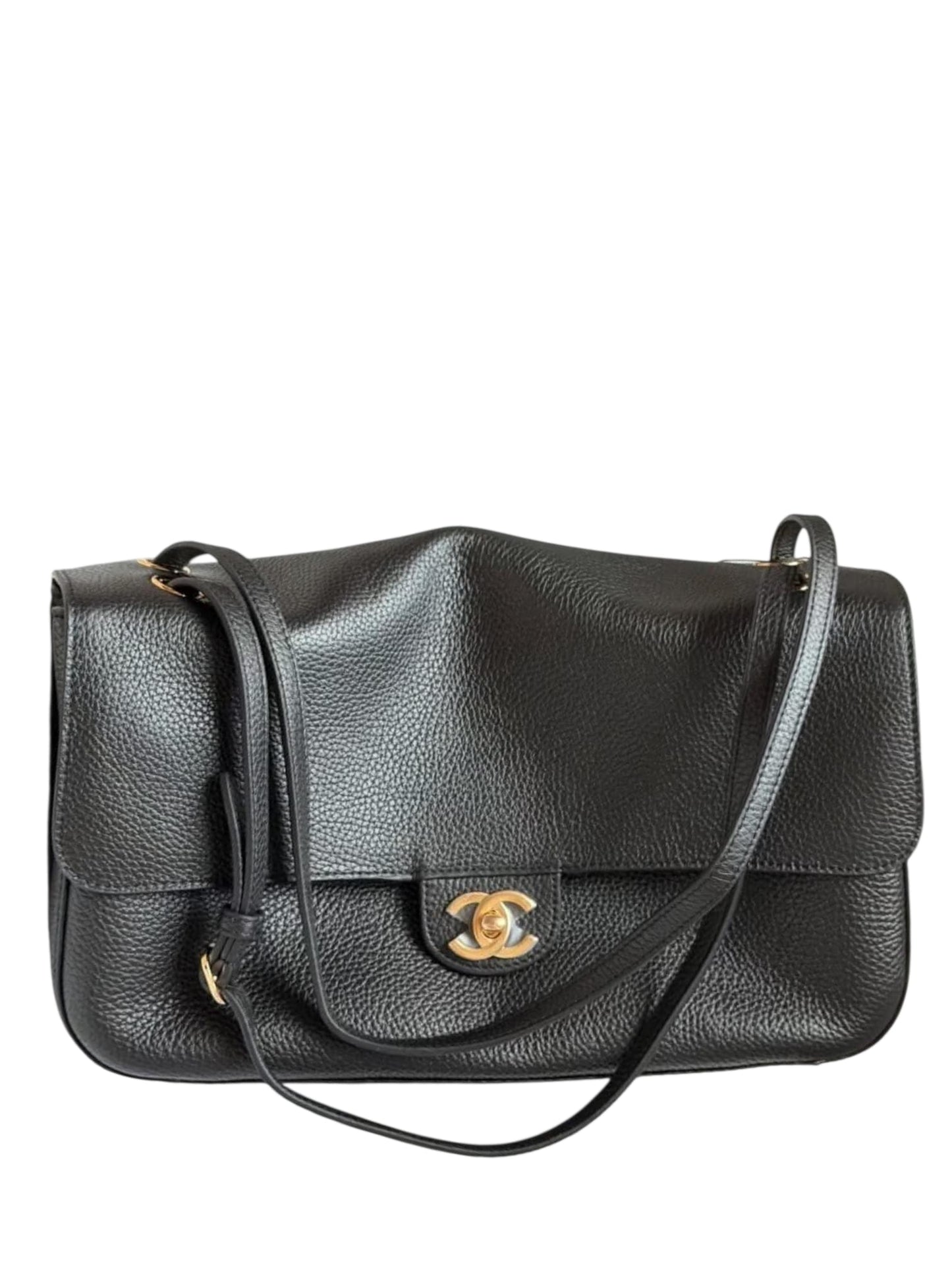 Chanel Maxi Flapbag Black Grained Calfskin GHW